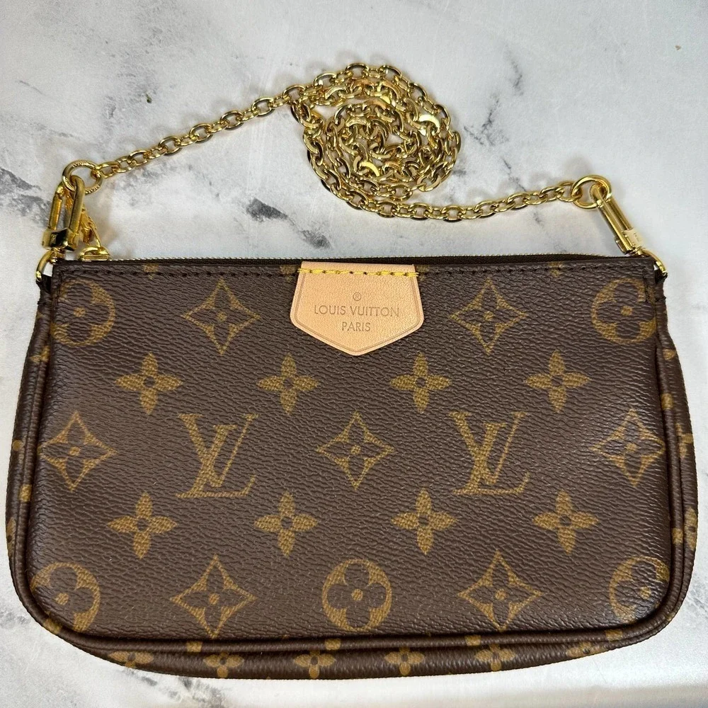 Louis Vuitton Multi Pochette Accessories monogram crossbody 3-bag w/rare Strap